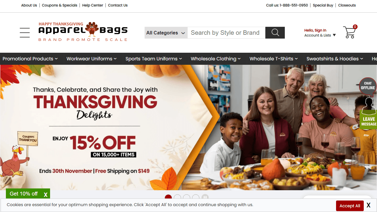 Screenshot of Is apparelnbags.com Scam or Legitimate?