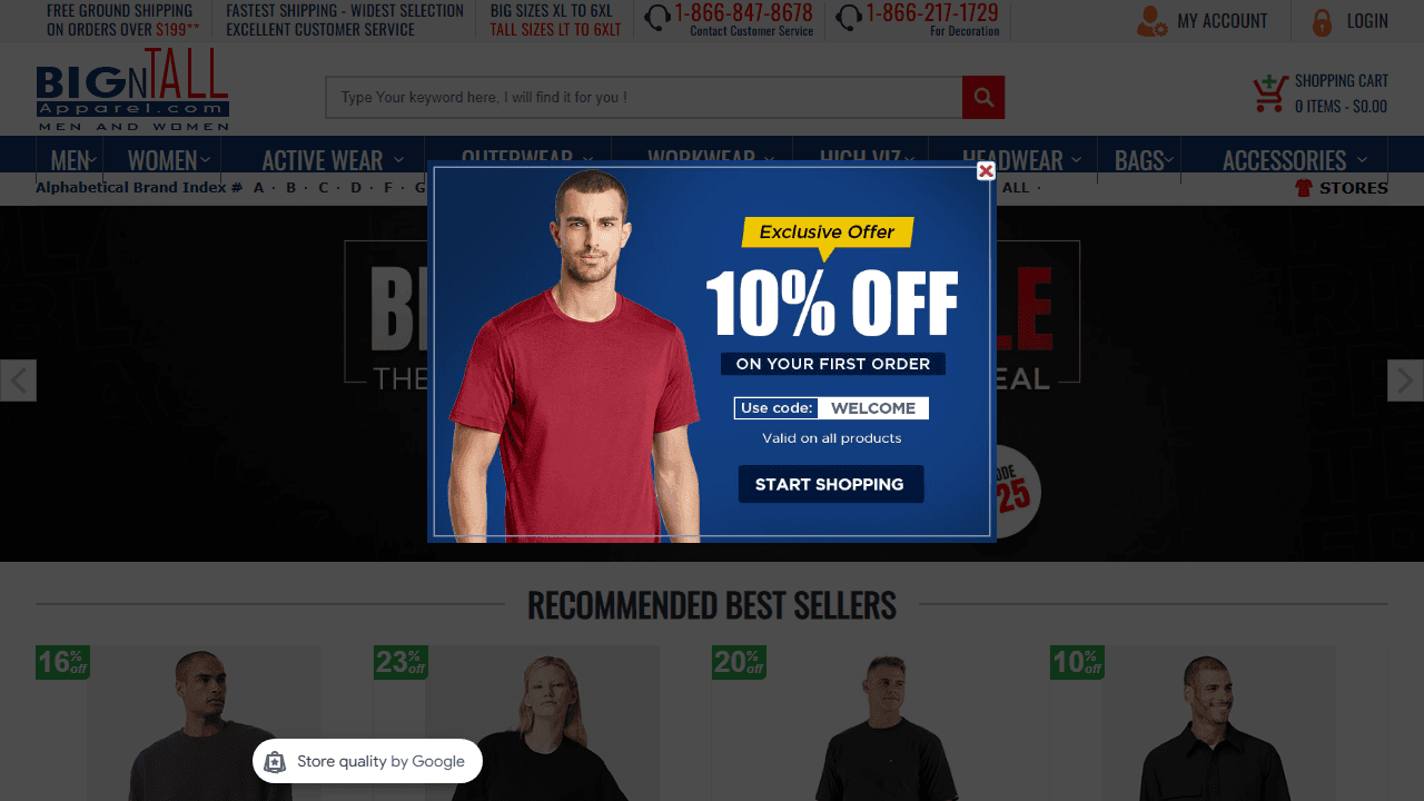 Screenshot of Is bigntallapparel.com Scam or Legitimate?