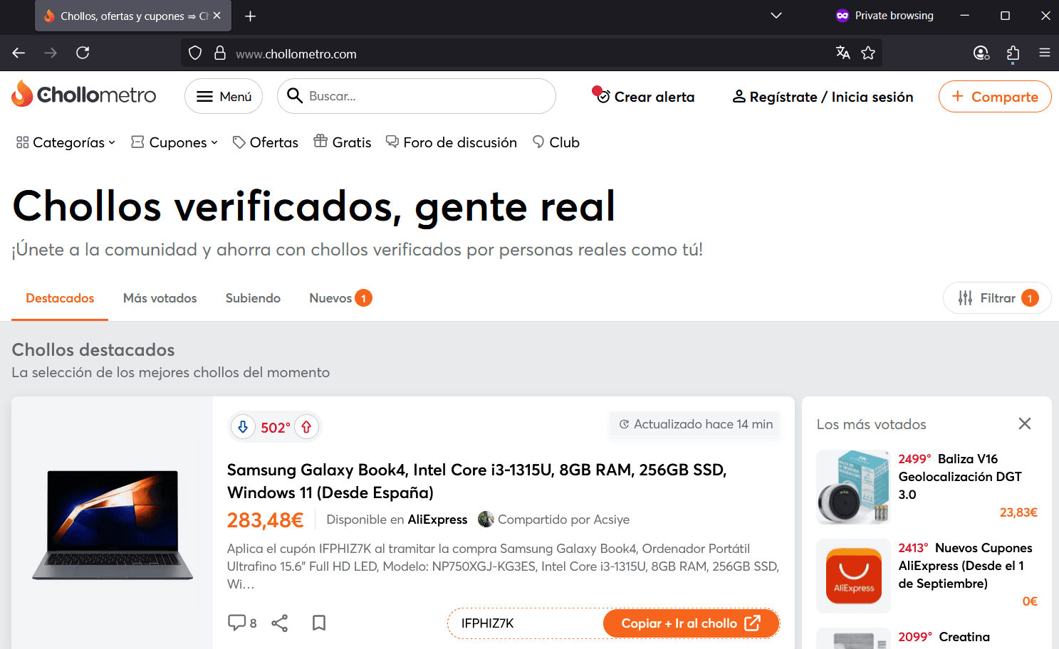Screenshot of Is chollometro.com scam or legitimate?