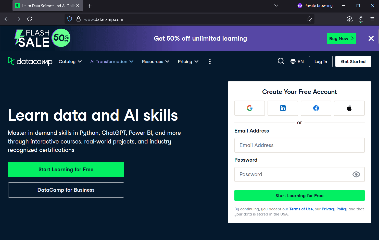 Screenshot of Is datacamp.com scam or legitimate?