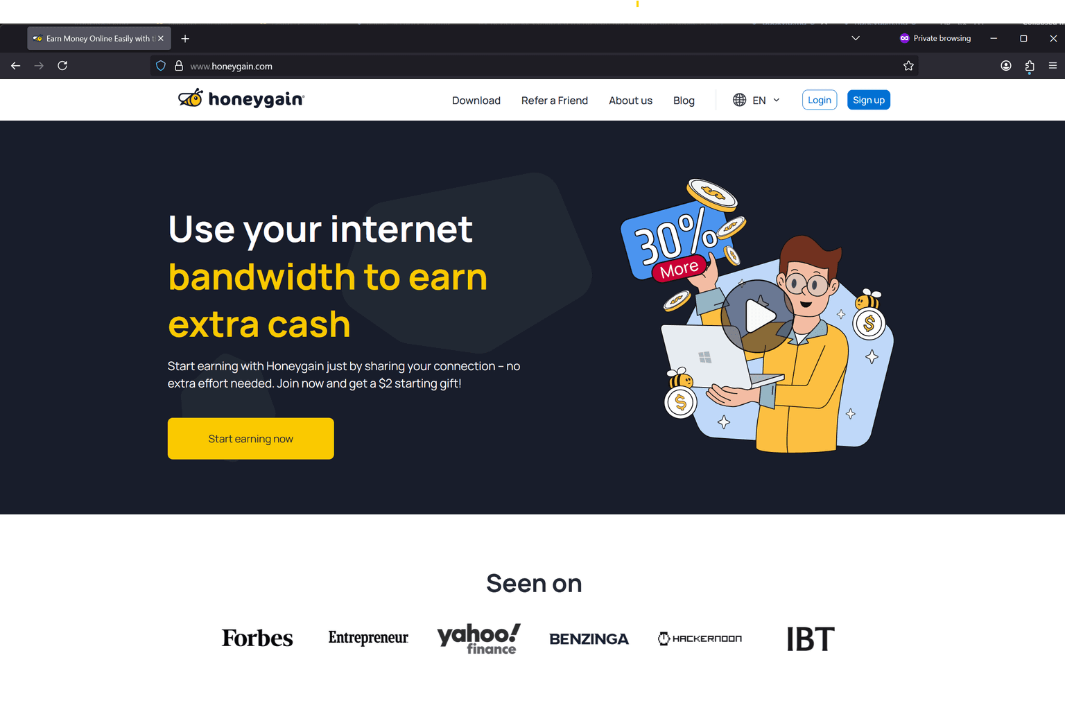 Screenshot of Is honeygain.com scam or legitimate?