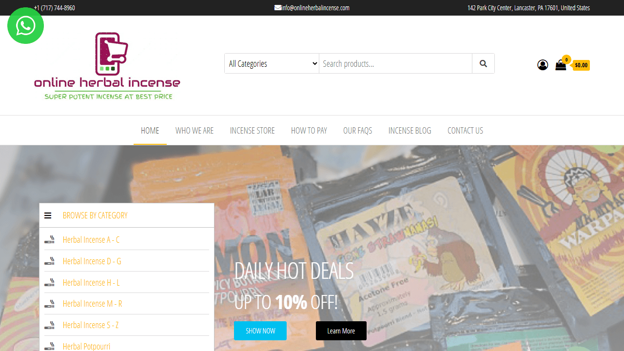 Screenshot of Is onlineherbalincense.com Scam or Legitimate?