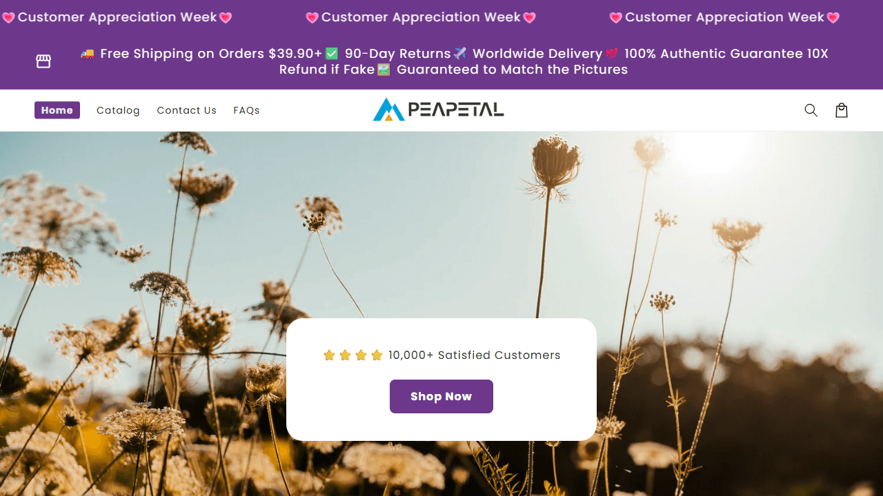 Screenshot of Is peapetal.com scam or legitimate?