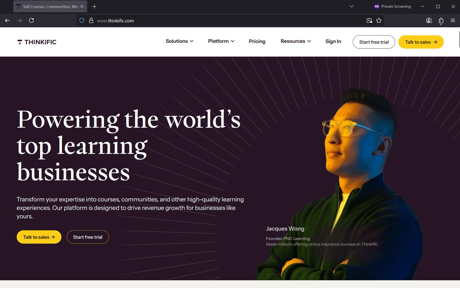 Screenshot of Is thinkific.com scam or legitimate?