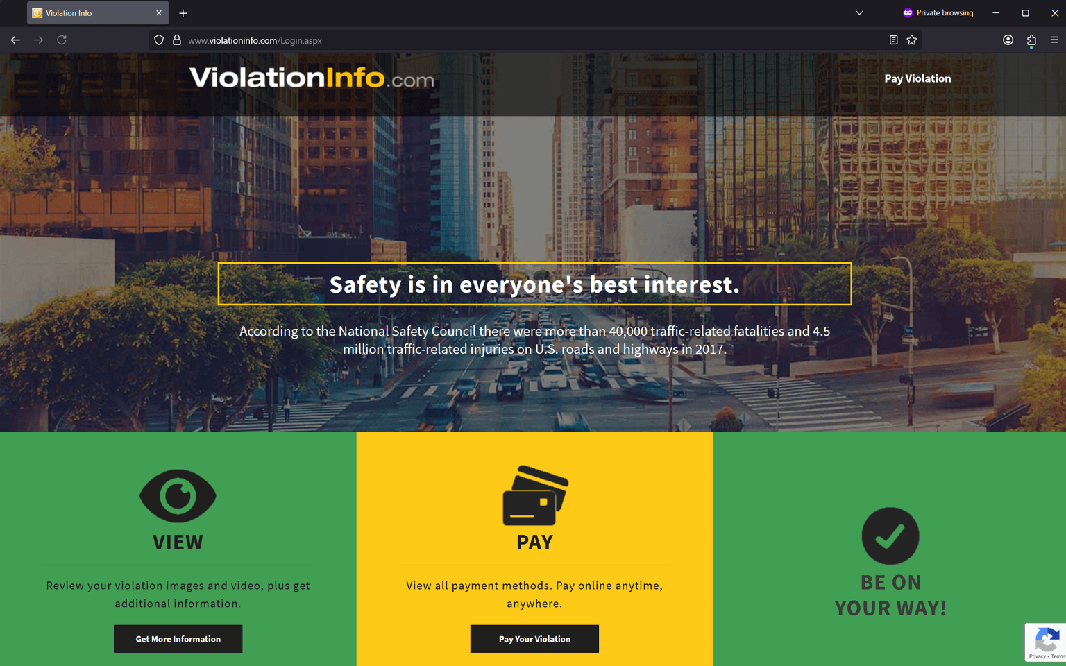 Screenshot of Is www.violationinfo.com scam or legitimate?