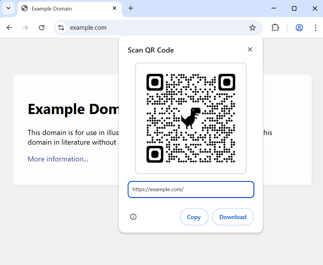 QR code generated from the Chrome browser