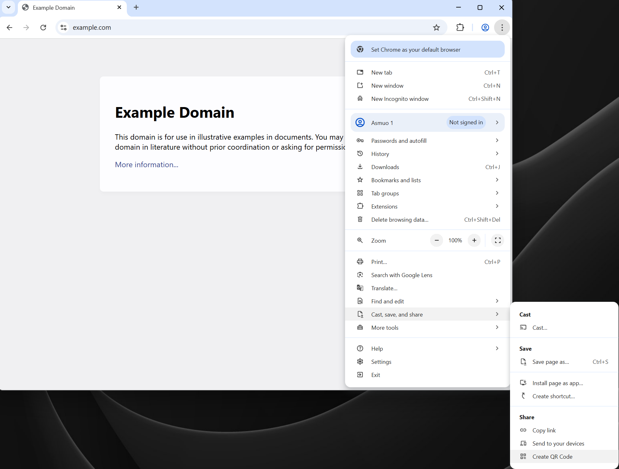 Creating QR code from Chrome