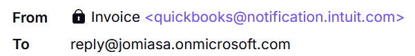 Email originating from quickbooks@notification.intuit.com
